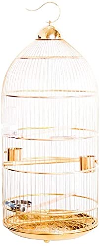 Vogelkäfig Stand Pet Bird Flight Cages Parrot Pet House European Erhöhter Luxus-Edelstahl-Vogelkäfig Parrot Myna Medium und Large Round Bird Cage Golden von Sudemota