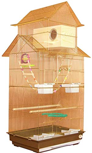 Vogelkäfig Stand Pet Bird Flight Cages Parrot Pet House Papageienkäfige for große Vögel, großer goldener Papageienkäfig for den Haushalt, dekorativer Vogelkäfig in Hausform, Sittich-Liebesvogel ( Colo von Sudemota