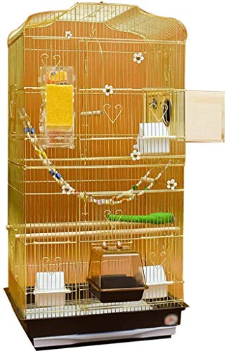 Vogelkäfig Stand Pet Bird Flight Cages Parrot Pet House Parrot Cages for Large Birds, Large Luxury Golden Bird Cage, Iron Budgerigar Cage for Breed, Pigeon Pearl Bird Parrot ( Color : Gold b ) von Sudemota