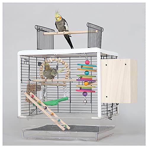 Vogelkäfig Vogelkäfig Haushalt Großer Vogelkäfig Interaktiver Papageienkäfig aus Metall mit Zuchtbox und Vogelkäfig, verwendet for Myna Parrot Canary Love Bird Black Wind Parrot Birdcages Decor von Sudemota