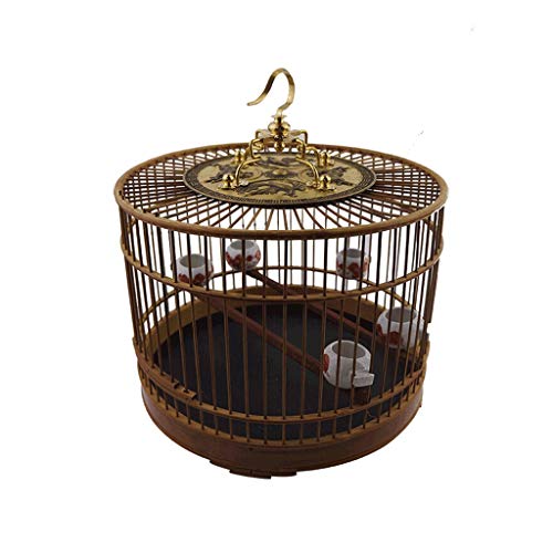 Vogelkäfig Vogelkäfig Vogelkäfig aus Bambusmaterial mit Haken Innen- und Außenvogelvilla Chinesischer Stil Vintage Vogelkäfig Vogelkäfige Dekor von Sudemota