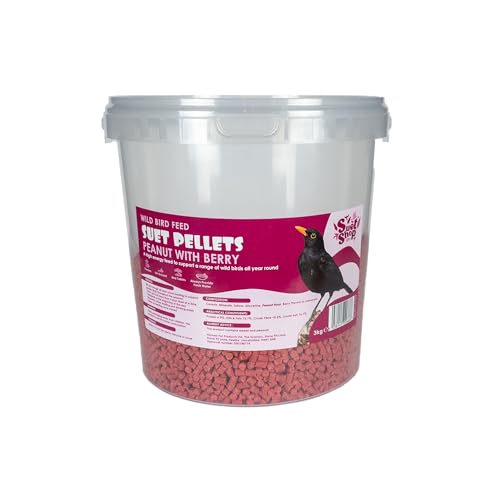 Das Suet Shop Berry Talg Pellets Vogelfutter ist EIN Fester Favorit bei Allen Gartenvögeln, enthält Beeren, eine natürliche Suppe an Futter für die Vögel, 3 kg von Suet Shop