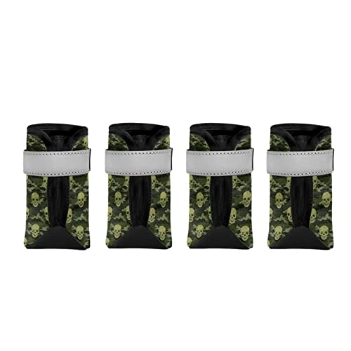 Suhoaziia Camouflage Totenkopf Hundeschuhe Rutschfeste Gummisohle Haustier Pfoten Pflege Anti-Rutsch und Haustier Wanderschuhe für Outdoor von Suhoaziia