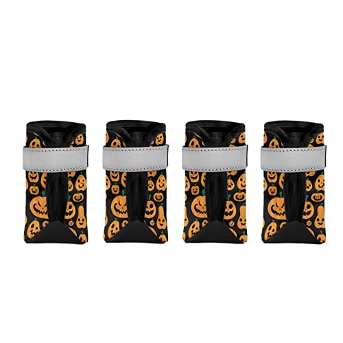 Suhoaziia Halloween Druck Kürbis Winter Haustier Hundeschuhe Anti-Rutsch Regen Warm für alle Hunde Welpen Socken Stiefel mit Samt von Suhoaziia