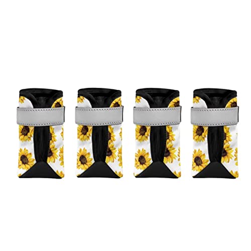 Suhoaziia Sunflower 4 Stück Hundeschuhe Langlebige Bequeme Haustiere Stiefel Rutschfeste Gummi Hundeschuhe Warm Winter für kleine Hunde Outdoor von Suhoaziia