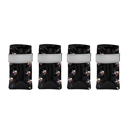 Suhoaziia Texas Flagge 4 Stück/Sets Winter Hundeschuhe für kleine bis große Hunde Warm Fleece Kurzflor Welpen Haustier Schuhe Hund Schneestiefel Teddyschuhe von Suhoaziia