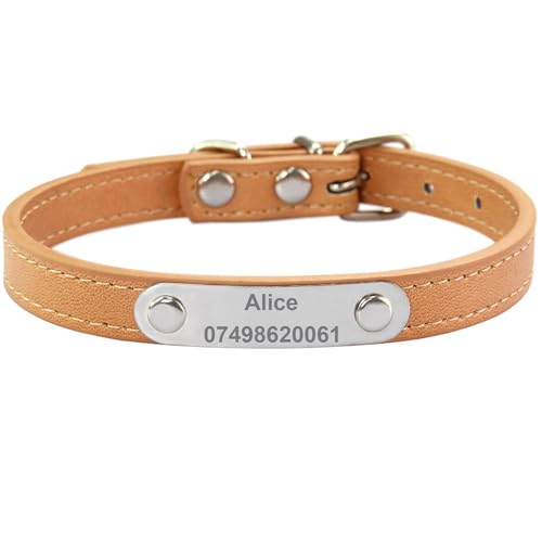 Suiecuor Personalisiertes Hundehalsband aus Leder Hundehalsband mit personalisierter Hundemarke aus Edelstahl Kleine Mittlere Große Hundehalsbänder von Suiecuor