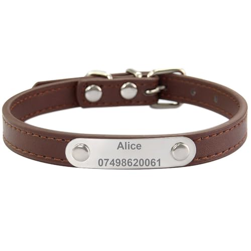 Suiecuor Personalisiertes Hundehalsband aus Leder Hundehalsband mit personalisierter Hundemarke aus Edelstahl Kleine Mittlere Große Hundehalsbänder von Suiecuor