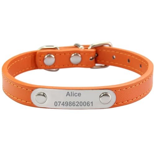 Suiecuor Personalisiertes Hundehalsband aus Leder Hundehalsband mit personalisierter Hundemarke aus Edelstahl Kleine Mittlere Große Hundehalsbänder von Suiecuor