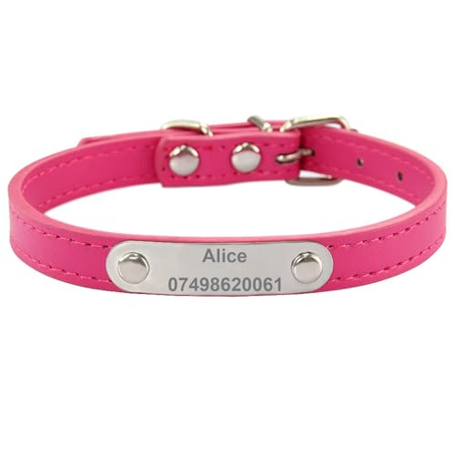 Suiecuor Personalisiertes Hundehalsband aus Leder Hundehalsband mit personalisierter Hundemarke aus Edelstahl Kleine Mittlere Große Hundehalsbänder von Suiecuor