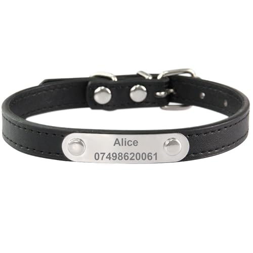 Suiecuor Personalisiertes Hundehalsband aus Leder Hundehalsband mit personalisierter Hundemarke aus Edelstahl Kleine Mittlere Große Hundehalsbänder von Suiecuor