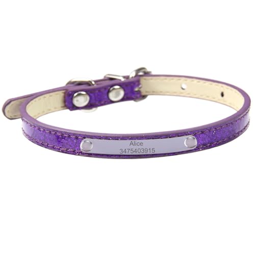 Suiecuor Personalisiertes Hundehalsband aus Leder mit personalisierter Namensschild aus Edelstahl Hundehalsbänder für kleine mittelgroße und große Hunde von Suiecuor