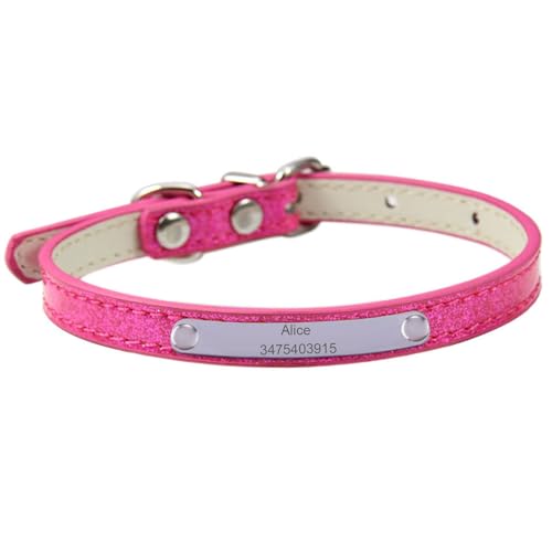 Suiecuor Personalisiertes Hundehalsband aus Leder mit personalisierter Namensschild aus Edelstahl Hundehalsbänder für kleine mittelgroße und große Hunde von Suiecuor