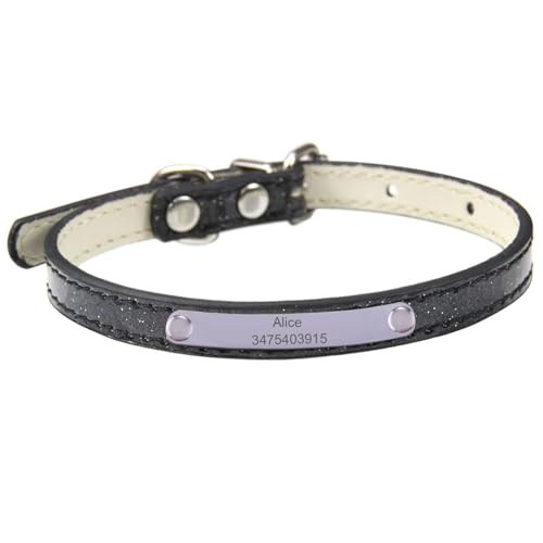 Suiecuor Personalisiertes Hundehalsband aus Leder mit personalisierter Namensschild aus Edelstahl Hundehalsbänder für kleine mittelgroße und große Hunde von Suiecuor