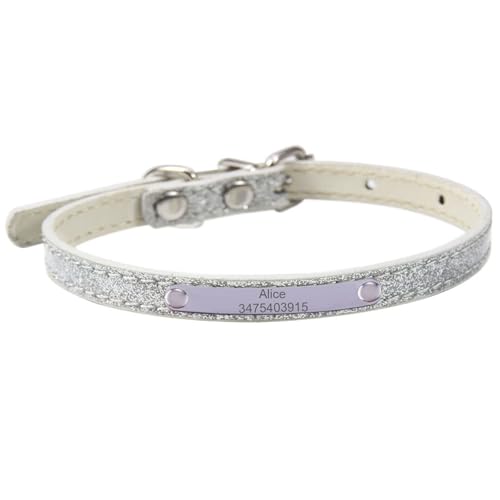 Suiecuor Personalisiertes Hundehalsband aus Leder mit personalisierter Namensschild aus Edelstahl Hundehalsbänder für kleine mittelgroße und große Hunde von Suiecuor