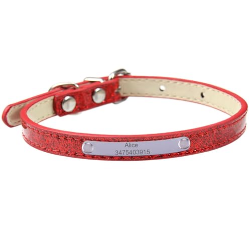 Suiecuor Personalisiertes Hundehalsband aus Leder mit personalisierter Namensschild aus Edelstahl Hundehalsbänder für kleine mittelgroße und große Hunde von Suiecuor