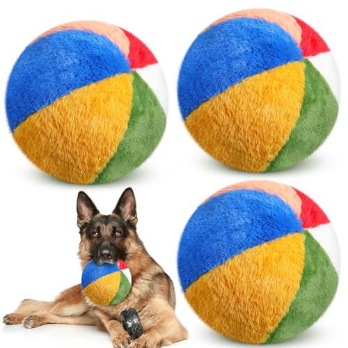 Suilung Interaktives Plüsch-Hundespielzeug für aggressive Kauer, 15,2 cm, gefüllter Strandball für kleine, mittelgroße und große weiche Hundebälle, niedliches quietschendes Welpenspielzeug, rundes von Suilung