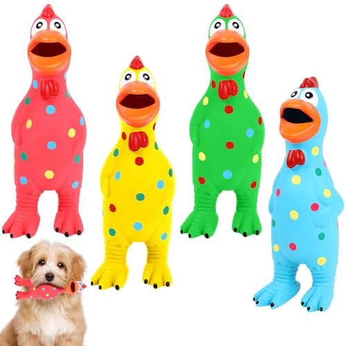 Suilung Quietschendes Huhn-Hundespielzeug aus Gummi, Latex, schreiendes Huhn, Hundespielzeug, Großpackung für aggressive Kauer, charmantes, langlebiges Huhn-Hundespielzeug, Molar-Hundespielzeug für von Suilung