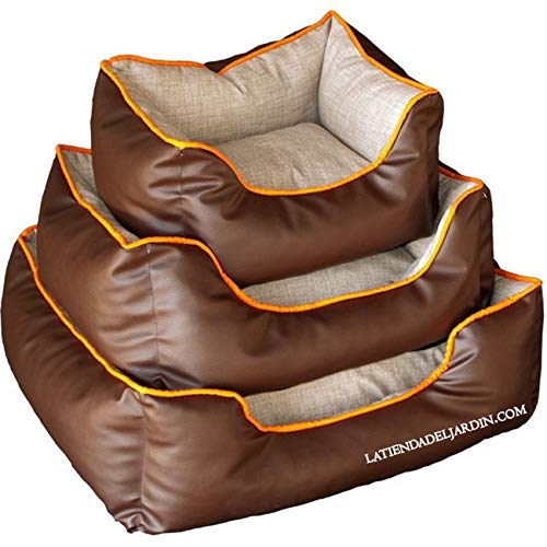 Suinga Hundebett Haustier Poli Leder Braun 80 x 68 x 23 Design Komfortable Tiere Isolierung Boden. Empfohlen für große Hunde von Suinga