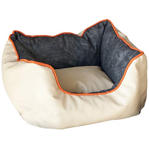 Suinga Hundebett für Haustiere, Kunstleder, Beige, 50 x 43 x 23 cm, komfortables Design für Haustiere, Bodenisolierung, empfohlen für kleine Hunde. von Suinga