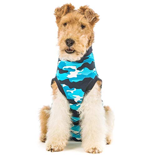 Suitical Recovery Suit Hund, XXS, Blau Camouflage von Suitical