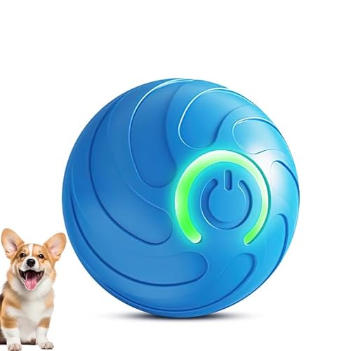 Interaktiver Hundeball für Welpen / kleine Hunde / Katzen, vibrierender, intelligenter selbstbewegender Ball mit LED-Licht, wiederaufladbares Katzenspielzeug für Indoor-Katzen, Hunde (blau) von Sulobom