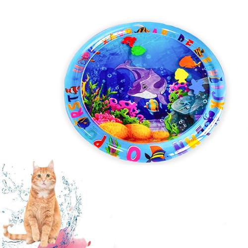 Sulobom 65 cm große Wasserspielmatte für Katzen, sensorische Wassermatte für Katzen, Sensor-Wasser-Spielmatte für Katzen, Sommer, dickes Spiel, Wassersensorisches Pad, interaktives Katzenspielzeug für von Sulobom