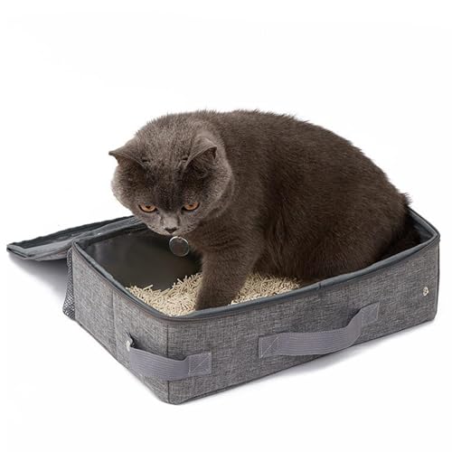 Cat Travel Litter Box, Portable Cat Litter Tray Travel, Kitten Litter Tray, Cat Litter Pan, Foldable Cat Litter, with Zipped Lid and Included Scoop for Easy Maintenance for Outdoor Travel with Pets von Sulxyi