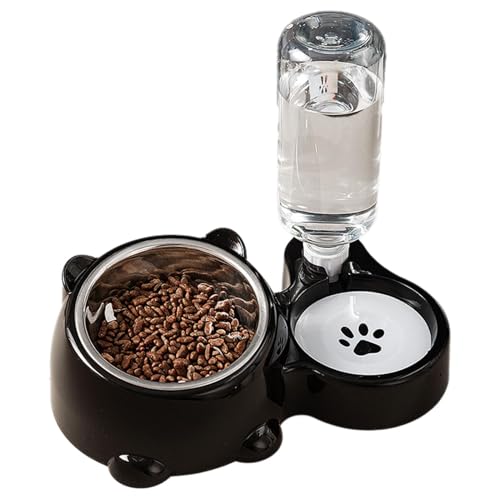 Haustiere Wasser Futternapf Set, Futter und Wassernapf Set, Hundefutterspender, Haustier geneigter Wasserspender, Doppelte Katzennäpfe, geneigtes Design für einfachen Zugriff, rutschfeste Unterseite von Sulxyi