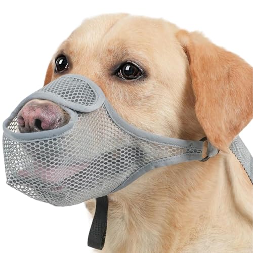 Hundeschnitzer weiches Netz, Hundemundabdeckung, Trinkpuppenmündung, 20x15x1cm Soft Mesh Design Verstellbares Anpassung atmungsaktives Material zum Beißen Lecken und von Sulxyi