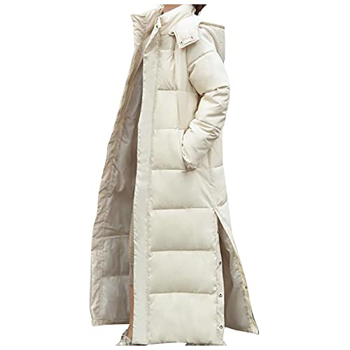 SumLeiter Damen Daunenjacke Winterjacke Lang Winter Daunenmantel Steppmantel Mode Winter Puffer Mantel Winter Warm Parka Puffer Mantel Overcoat Elegant Pufferjacke Steppjacke Oversized Kapuzenjacke von SumLeiter