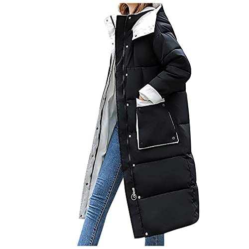 SumLeiter Damen Daunenjacke Winterjacke Lang Winter Daunenmantel Steppmantel Mode Winter Puffer Mantel Winter Warm Parka Puffer Mantel Overcoat Elegant Pufferjacke Steppjacke Oversized Kapuzenjacke von SumLeiter