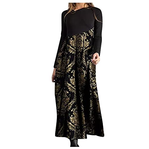 SumLeiter Damen Langarm Maxikleider Elegant böhmisch Freizeitkleider lässiges schlankes Partykleid Herbst und Winter Pulli Kleider Vintage Sweatkleid Vintage Strickkleider Lange Kleider von SumLeiter