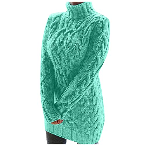 SumLeiter Strickkleid Damen Rollkragen pulloverkleider Herbst und Winter Jumper Sweatshirt Kleid Warme Grobstrick-pulloverkleid A-Linie Sweater Kleid Oversize Langarm pullikleid Slim fit Wickelkleid von SumLeiter