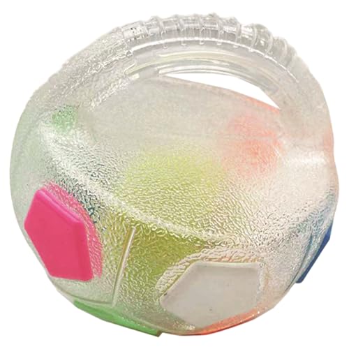 Hundebälle für Aggressive Kauer 17, 8x17, 8 cm interaktiver, unzerstörbarer Hundeball aus Gummi mit Griff, transparent und bunt, Spielzeug zum Trainieren, Apportieren, unzerstörbarer Hundeball von SunaOmni