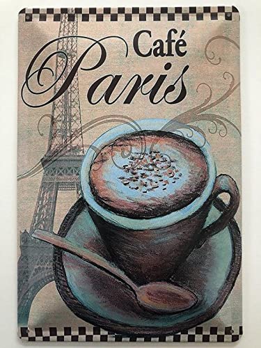 Blechschild 20x30cm gewölbt Cafe Paris Kaffee Coffee Eifelturm Deko Geschenk Schild von Sunature