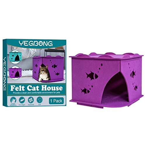 Halb geschlossenes, faltbares Katzenstreu, atmungsaktives Katzenstreuzelt, waschbar und Villa-Katzen-Haustierbedarf Rustikale Pethouses (Purple, One Size) von Sundaylike life