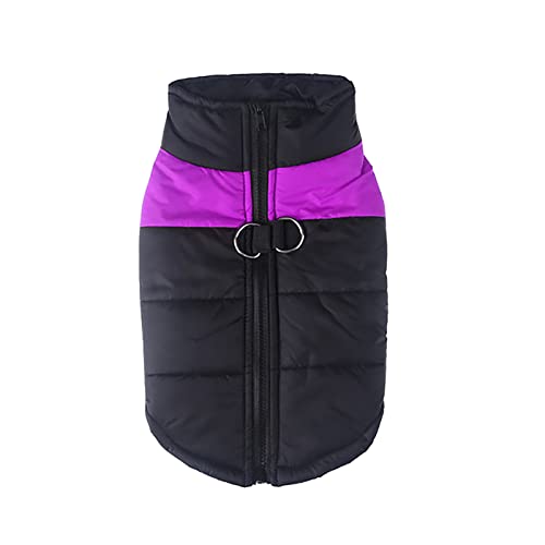 Haustierbedarf Hundebekleidung Herbst Winter Hundebaumwollweste Outdoor wasserdichte Hundejacke Skianzug Hundemantel Mit Geschirr Öffnung (Purple, 2XL) von Sundaylike life