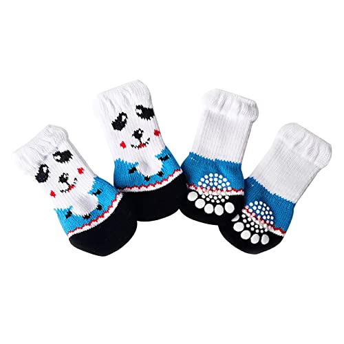 Hundeschuhe Gummisohle Socken Haustiere für kleine Hunde Medium geeignet und schmutzabweisend und Kratzfest Haustiersocken Socken Haustierzubehör (A-White, L) von Sundaylike life