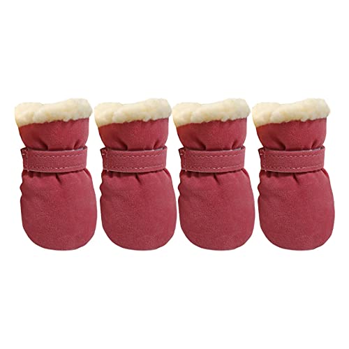 Hundestiefel Pfotenschutz für Hunde Schuhe Anti-Rutsch Hundeschuhe Bequeme Plüsch Winter Schnee Atmungsaktive Weiche Sohle für kleine Hunde Sundaylike (Breite: 4.9 cm, Fußlänge: 5.5 cm, Rosa) von Sundaylike life