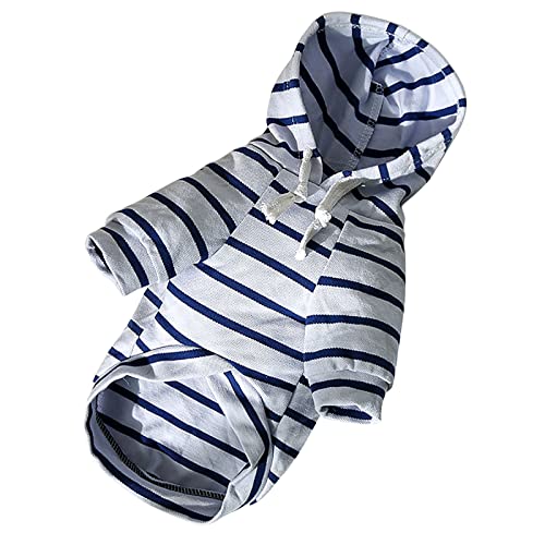 Pet Herbst und Winter Hoodies Fleece Stripe Sweatshirt Haustier Katzen und Hunde warm kleiden Heimtierbedarf Zubehör Kleine Hunde (Blue, L) von Sundaylike life