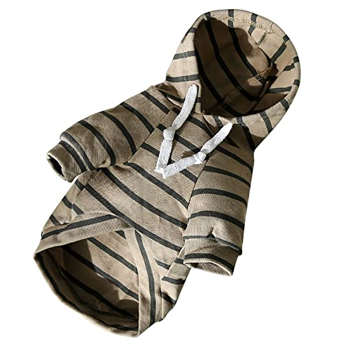 Pet Herbst und Winter Hoodies Fleece Stripe Sweatshirt Haustier Katzen und Hunde warm kleiden Heimtierbedarf Zubehör Kleine Hunde (Khaki, L2) von Sundaylike life