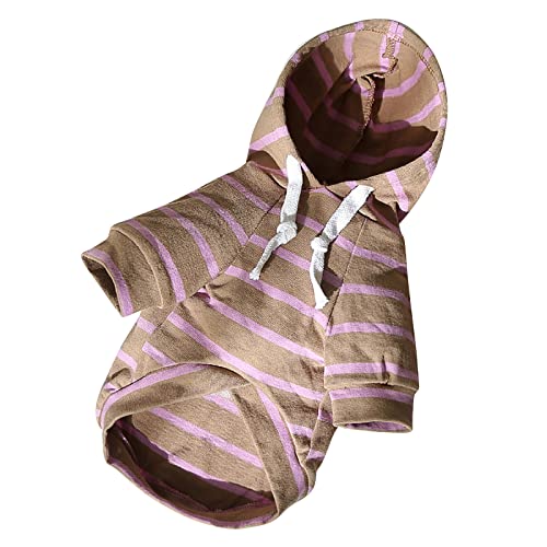 Pet Herbst und Winter Hoodies Fleece Stripe Sweatshirt Haustier Katzen und Hunde warm kleiden Heimtierbedarf Zubehör Kleine Hunde (Purple, L) von Sundaylike life