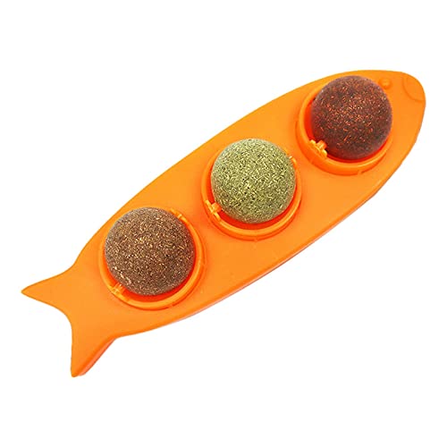 Sundaylike life Ball Spielzeug Frucht rotierender Ball Backenzähne Reinigung Holz Tianliao Katze Selbstspielzeug für Katzen Katzenminze Für Katzen (F, One Size) von Sundaylike life