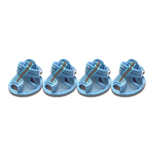 Sundaylike life Bottom Anti-Rutsch-Atmungsaktive Sommerschuhe Mesh Pet Spring Soft Dog 4Pcs Boots Pet Supplies Hundehalter Zubehör (Blue, L) von Sundaylike life