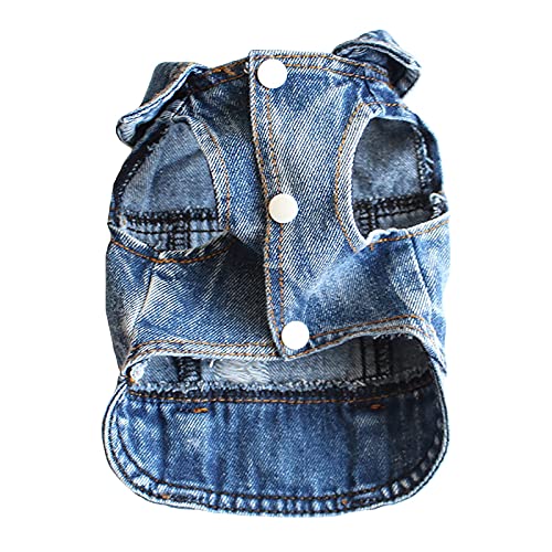 Sundaylike life Denim und Denim Pet Frühling Sommer Weste zerrissene Kleidung Weste Heimtierbedarf Hundepullover Mit Rollkragen (Blue, S) von Sundaylike life