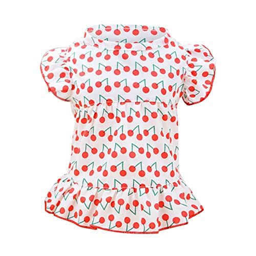 Sundaylike life Haustierkleider Frühling und Sommer Haustierkleidung Frühling Niedlicher Haustierbedarf Baumwollkleider Dünner Rock Kleiner Hund Outfits Mädchen (Red, XL) von Sundaylike life