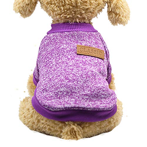 Sundaylike life Warmer Teddypullover Welpenkleidung Katzenwollkampf Zweibeiniger Hund Haustier Haustierkleidung Strickpullover Für Hunde (Purple, L) von Sundaylike life