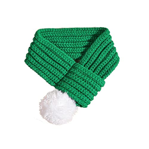 Sundaylike life Weihnachten, Neujahr, lustiger Katzenhals, warm halten, Haustier, Herbst und Winter, roter Schal, Holz, Hund, Katze, Weihnachtsschal Breites Hundehalsband Leder (Green, S) von Sundaylike life