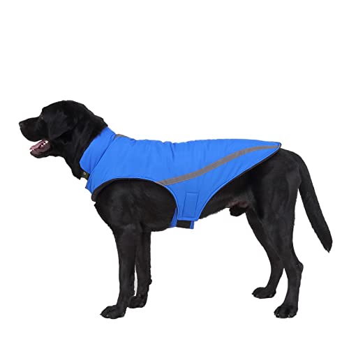 Sundaylike wasserdichte Hundemantel Reflektierender Winter Warme Jacke, Hundejacke Outdoor Warme Hund Weste Kleidung Outfit Für kleine Mittelgroße Große Hunde mit Gurtzeug (XXL, Blau) von Sundaylike life